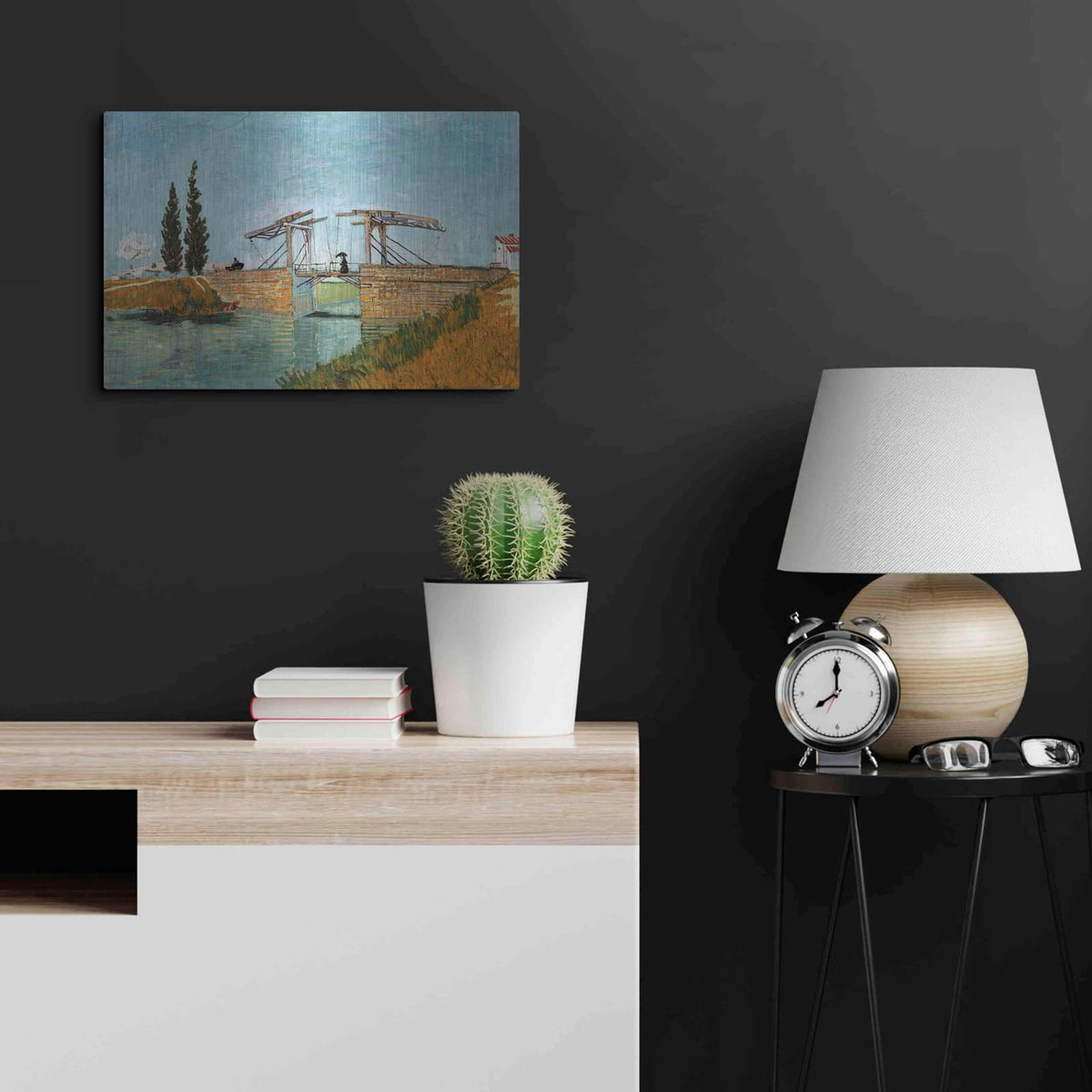 'Die Zugbrucke' by Vincent Van Gogh – Metal Wall Art, 24x16 room view