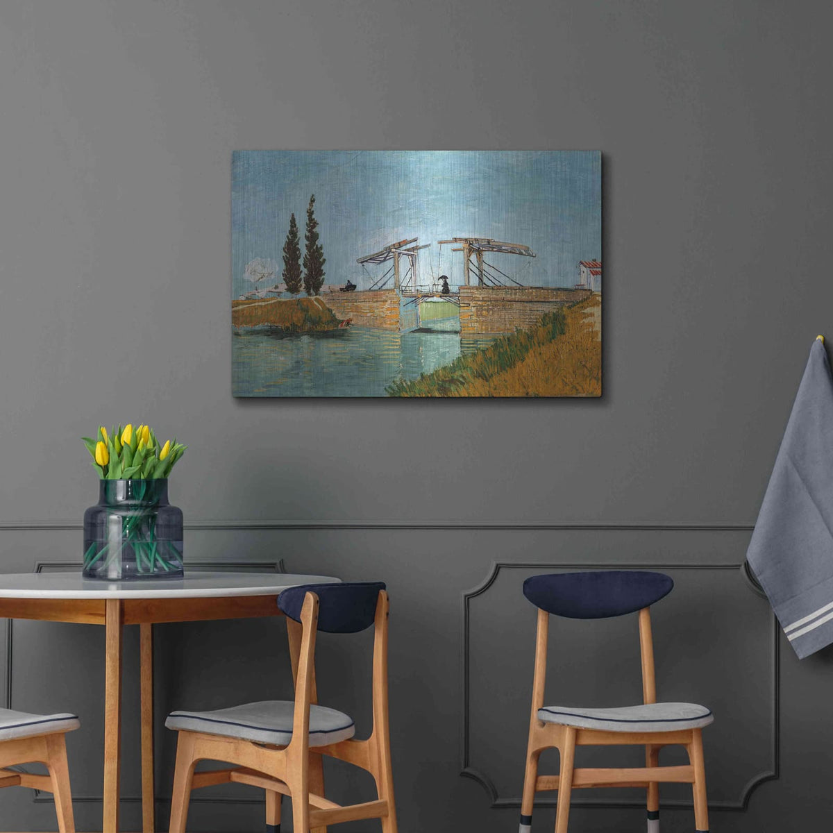 'Die Zugbrucke' by Vincent Van Gogh – Metal Wall Art, 36x24 room view