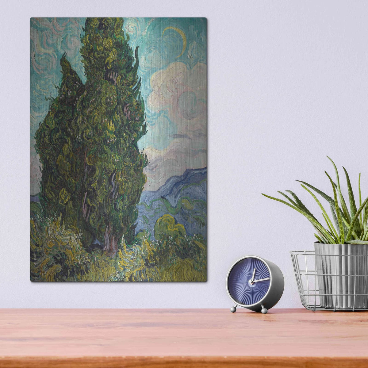 'Cypresses' by Vincent Van Gogh – Metal Wall Art, 12x16 room view