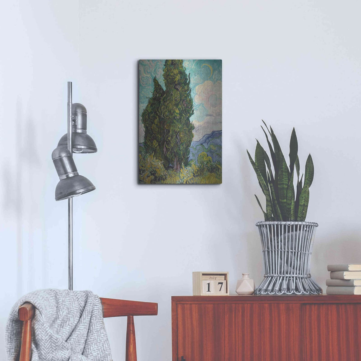 'Cypresses' by Vincent Van Gogh – Metal Wall Art, 16x24 room view