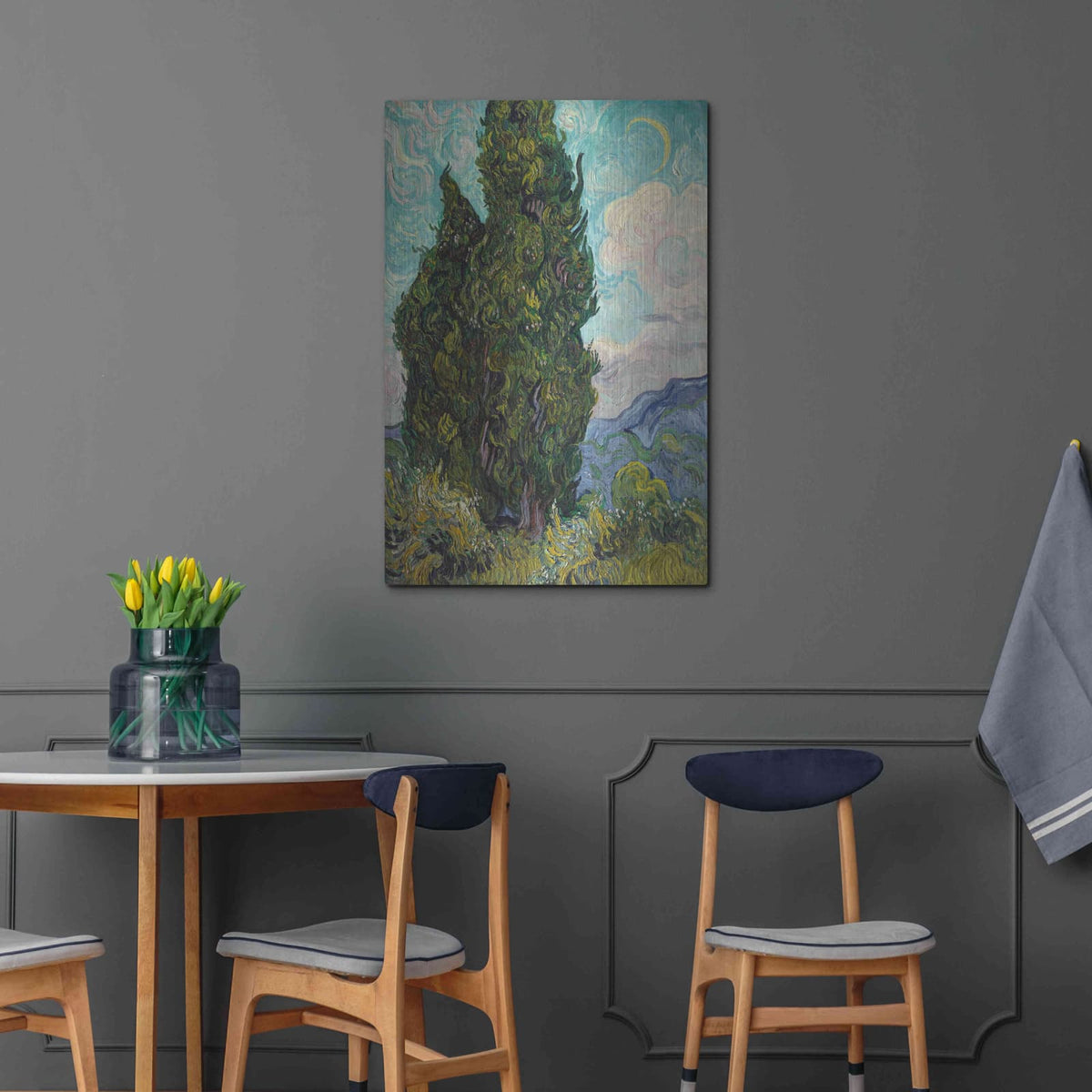 'Cypresses' by Vincent Van Gogh – Metal Wall Art, 24x36 room view