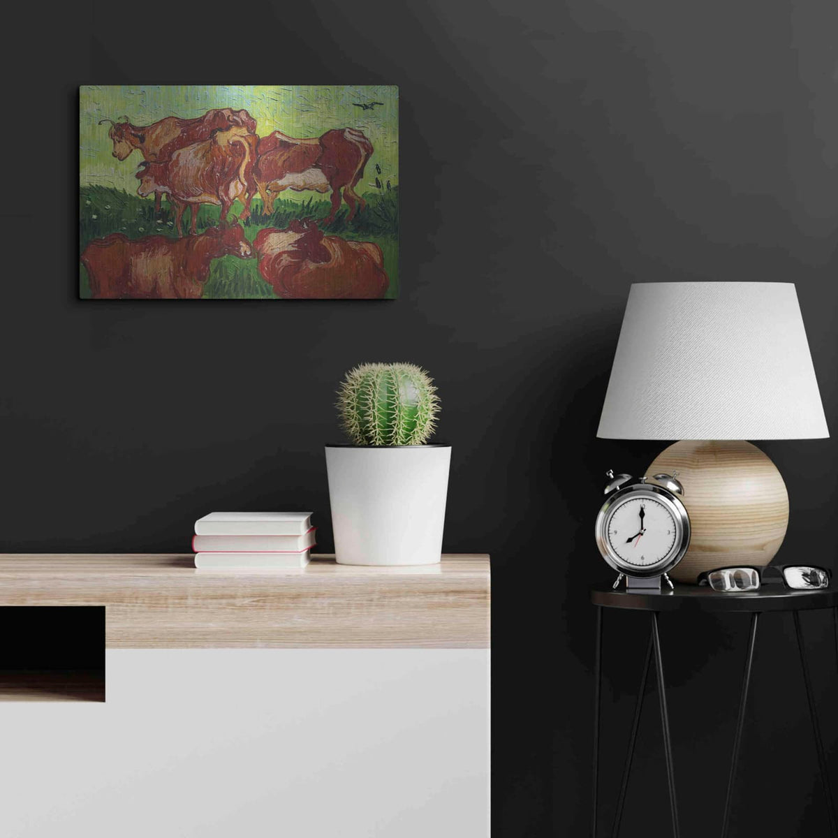 'Cows' by Vincent Van Gogh – Metal Wall Art, 24x16 room view