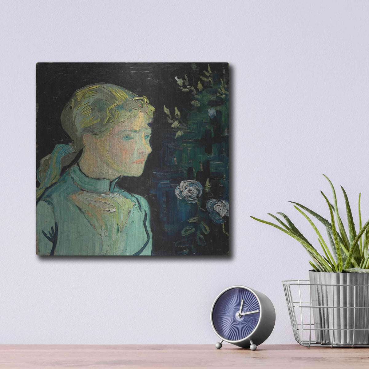 'Adeline Ravoux 1890' by Vincent Van Gogh – Metal Wall Art, 12x12 room view