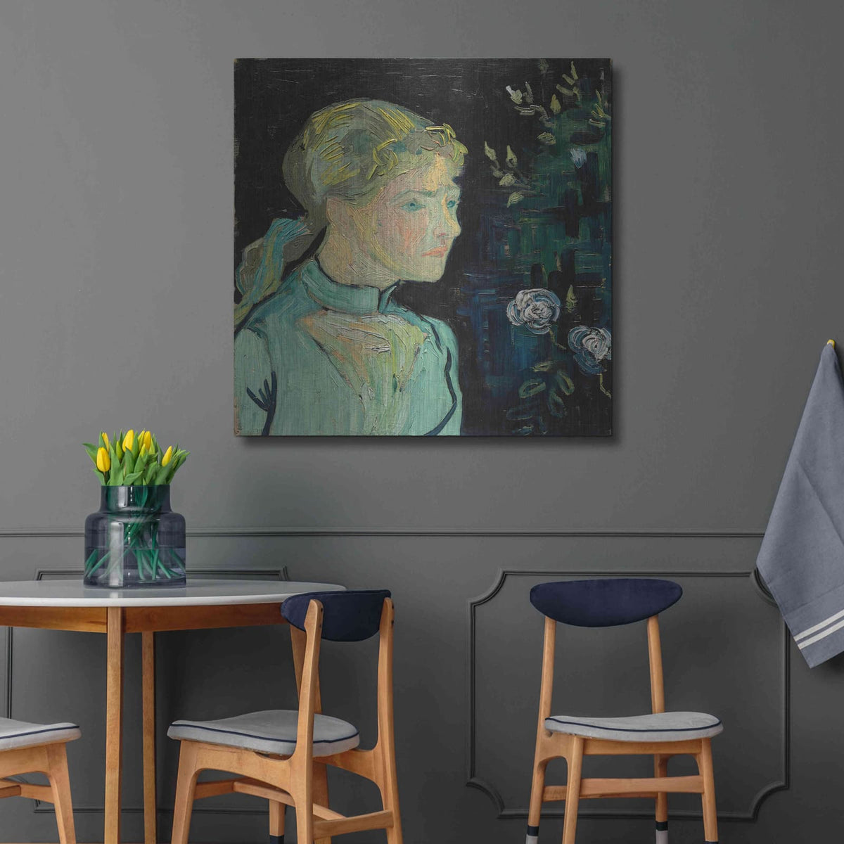 'Adeline Ravoux 1890' by Vincent Van Gogh – Metal Wall Art, 36x36 room view