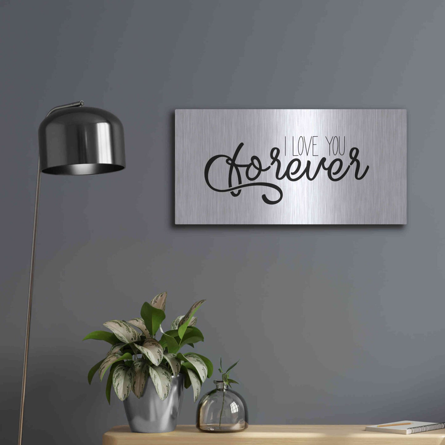 Luxe Metal Art 'I Love You Forever' by Epic Portfolio, Metal Wall Art,24x12
