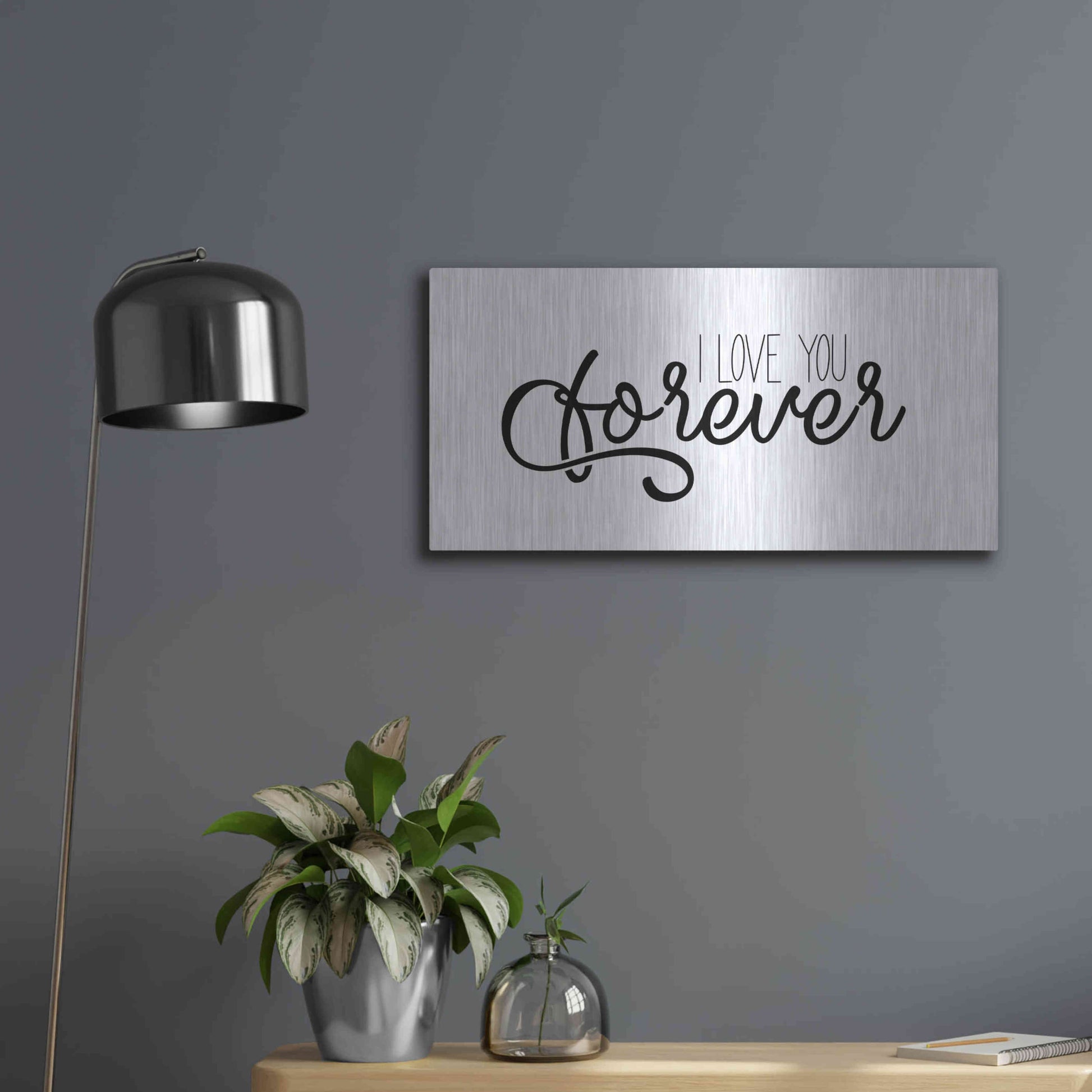 Luxe Metal Art 'I Love You Forever' by Epic Portfolio, Metal Wall Art,24x12