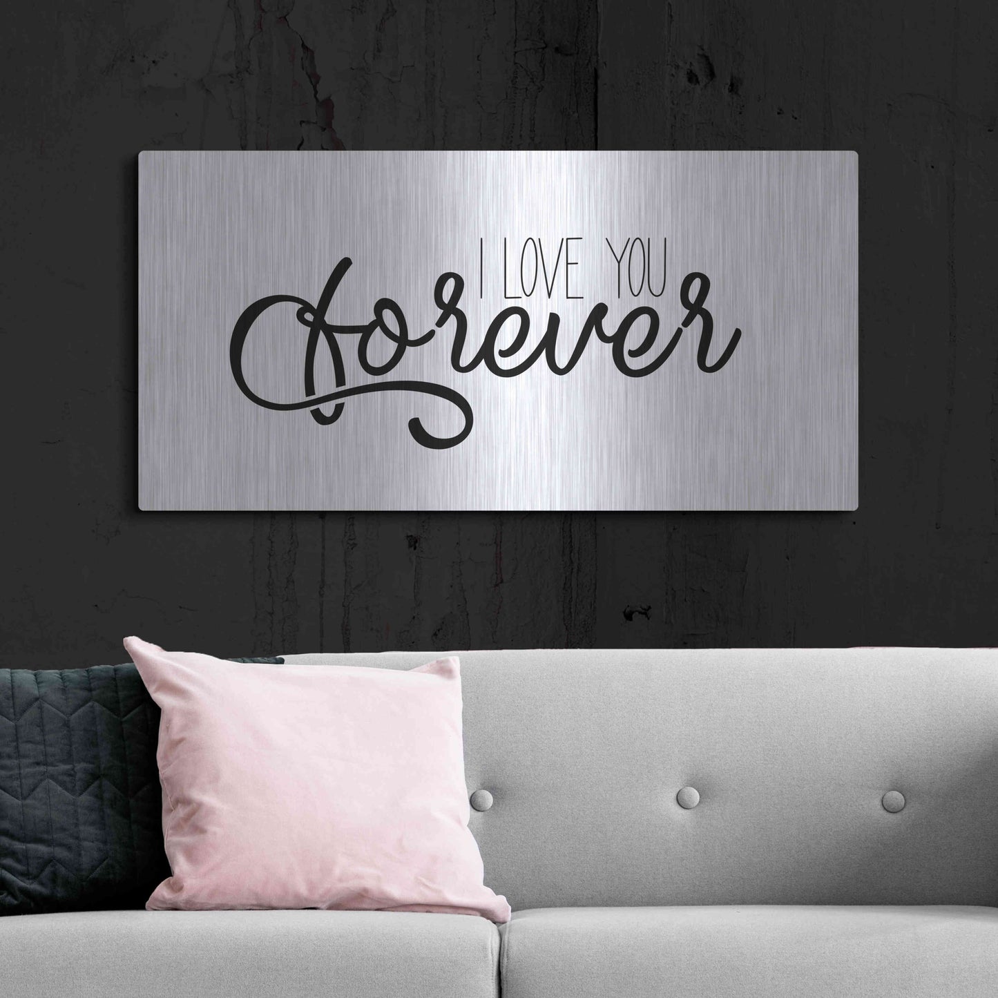 Luxe Metal Art 'I Love You Forever' by Epic Portfolio, Metal Wall Art,48x24
