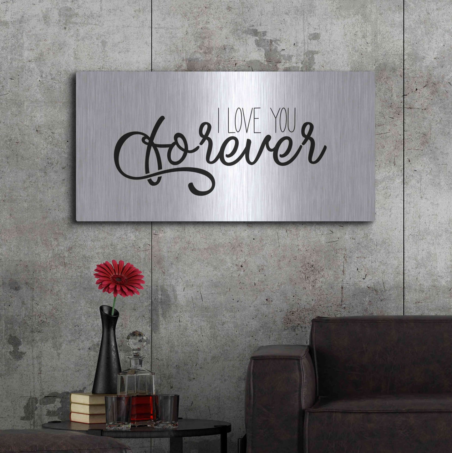 Luxe Metal Art 'I Love You Forever' by Epic Portfolio, Metal Wall Art,48x24