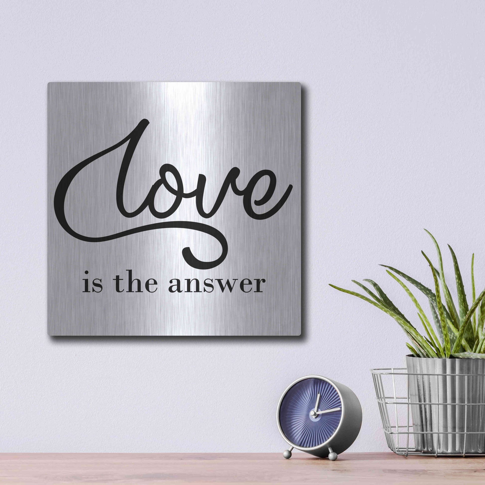 Luxe Metal Art 'Love Is The Answer' by Epic Portfolio, Metal Wall Art,12x12
