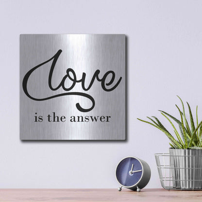 Luxe Metal Art 'Love Is The Answer' by Epic Portfolio, Metal Wall Art,12x12