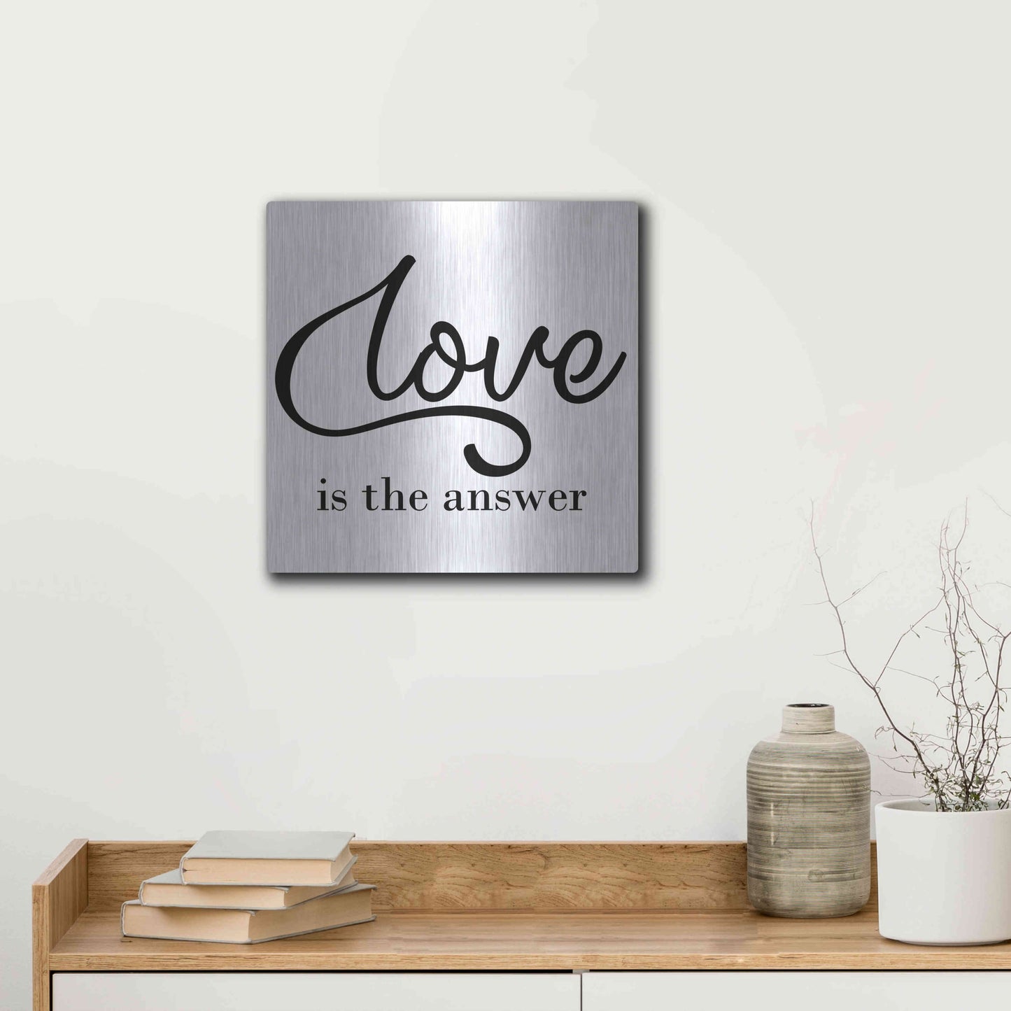 Luxe Metal Art 'Love Is The Answer' by Epic Portfolio, Metal Wall Art,12x12