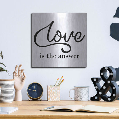 Luxe Metal Art 'Love Is The Answer' by Epic Portfolio, Metal Wall Art,12x12