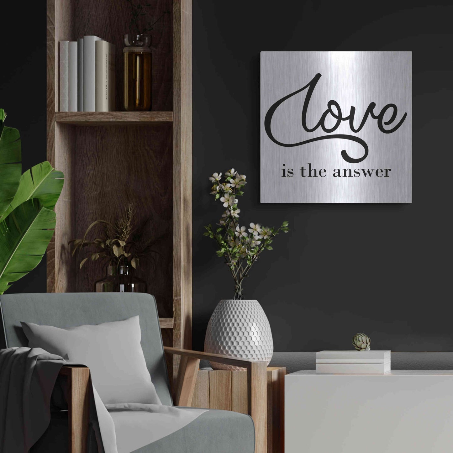 Luxe Metal Art 'Love Is The Answer' by Epic Portfolio, Metal Wall Art,24x24