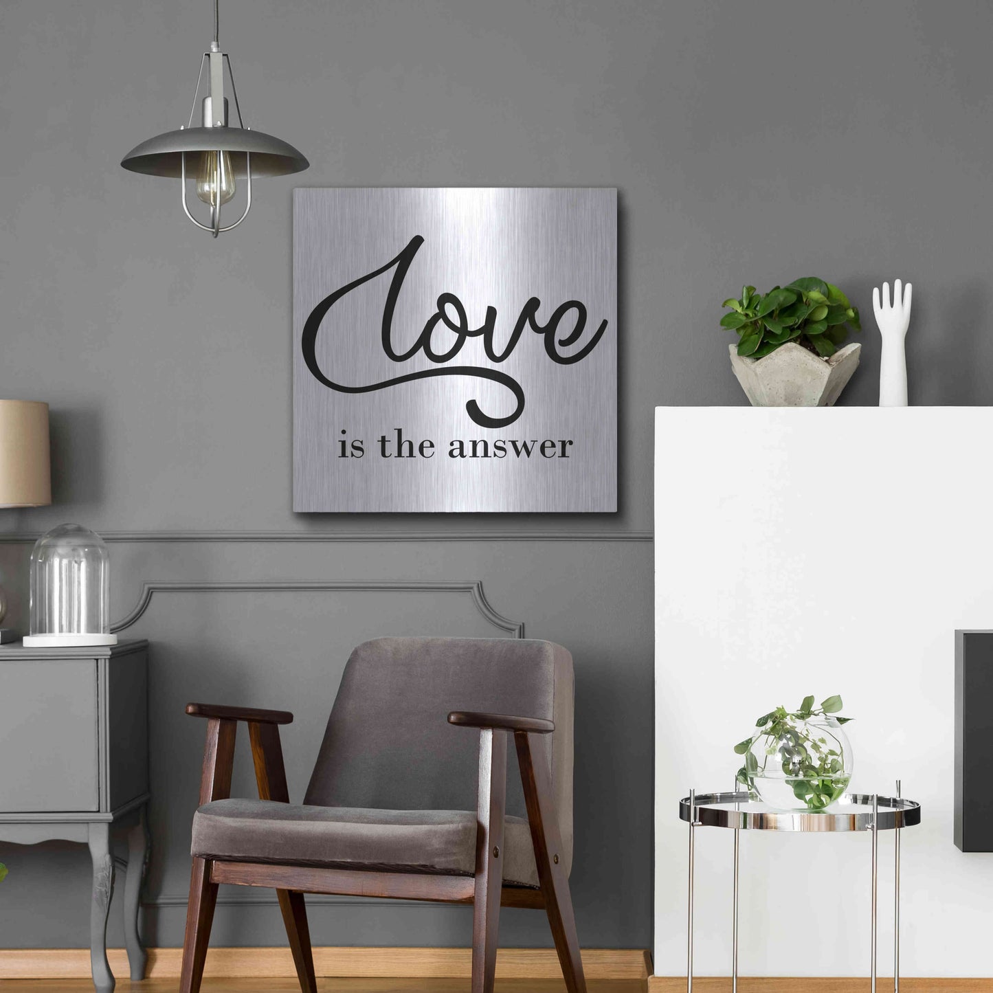 Luxe Metal Art 'Love Is The Answer' by Epic Portfolio, Metal Wall Art,24x24
