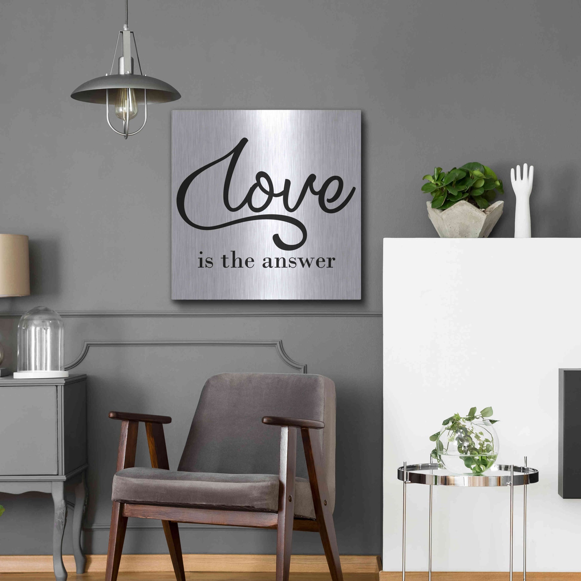 Luxe Metal Art 'Love Is The Answer' by Epic Portfolio, Metal Wall Art,24x24