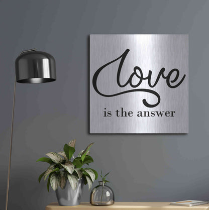 Luxe Metal Art 'Love Is The Answer' by Epic Portfolio, Metal Wall Art,24x24