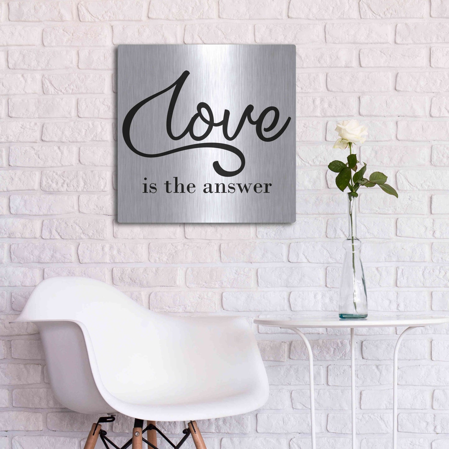 Luxe Metal Art 'Love Is The Answer' by Epic Portfolio, Metal Wall Art,24x24