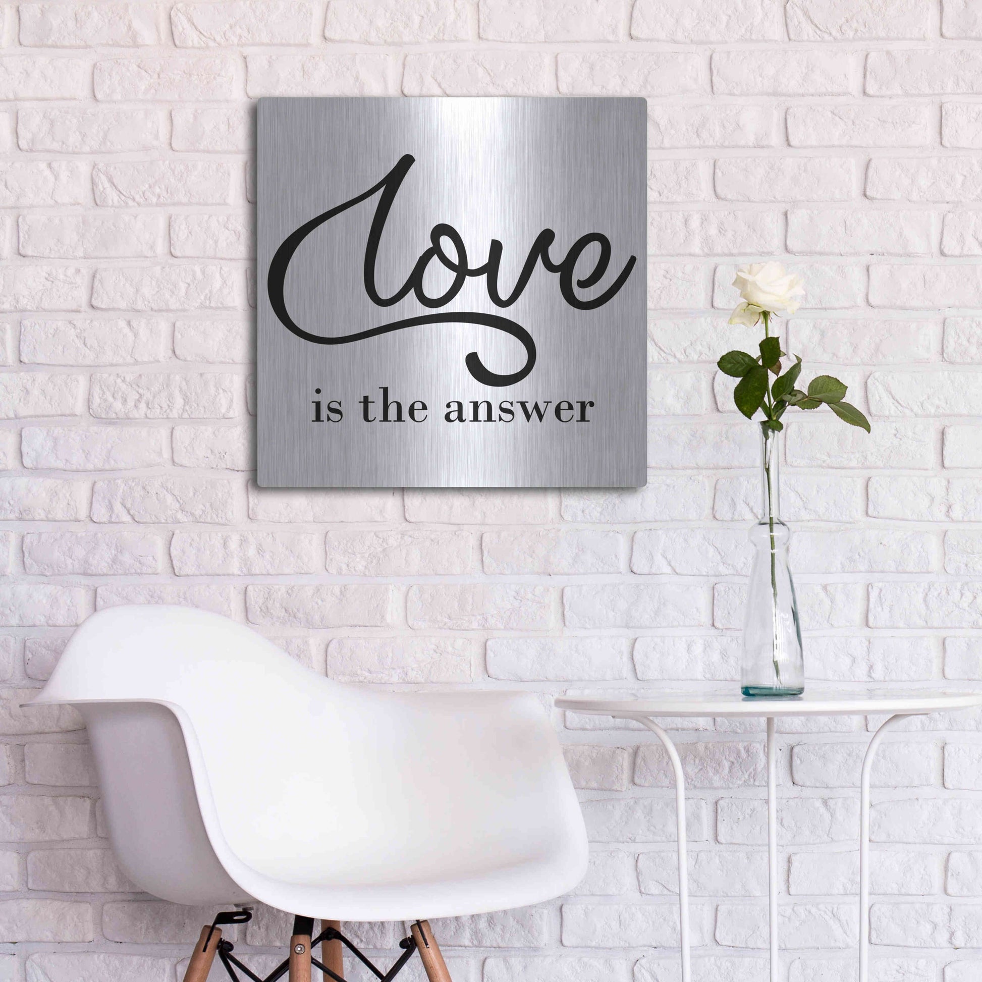 Luxe Metal Art 'Love Is The Answer' by Epic Portfolio, Metal Wall Art,24x24