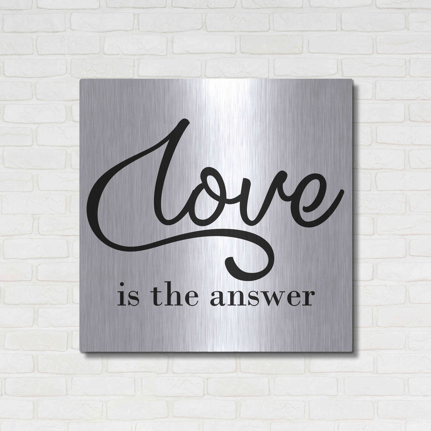 Luxe Metal Art 'Love Is The Answer' by Epic Portfolio, Metal Wall Art,36x36