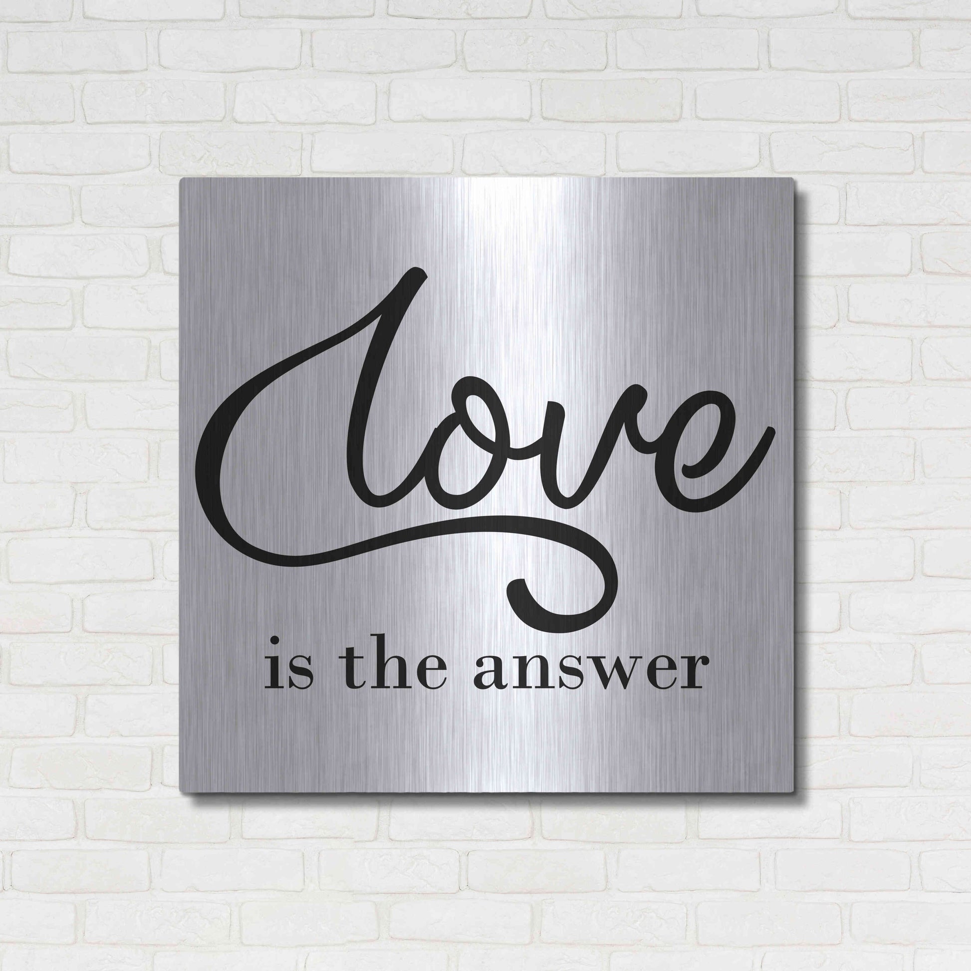 Luxe Metal Art 'Love Is The Answer' by Epic Portfolio, Metal Wall Art,36x36