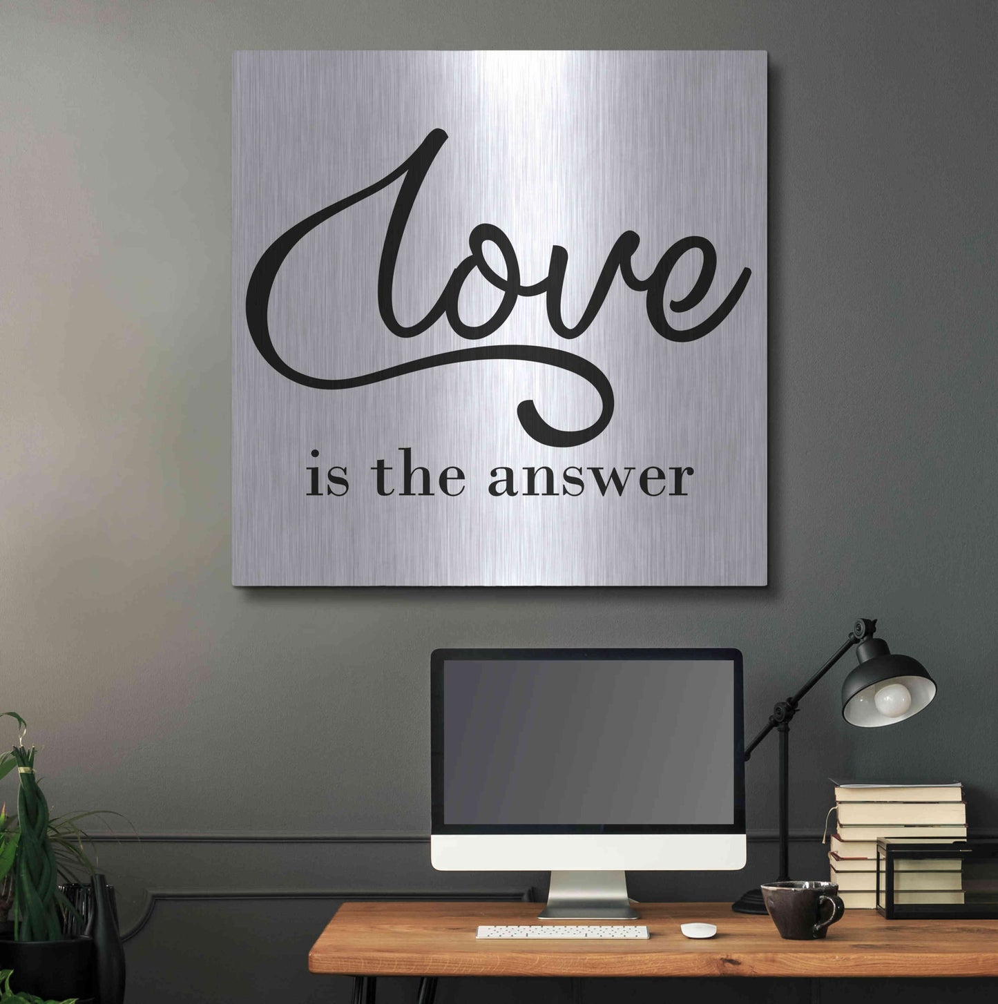 Luxe Metal Art 'Love Is The Answer' by Epic Portfolio, Metal Wall Art,36x36