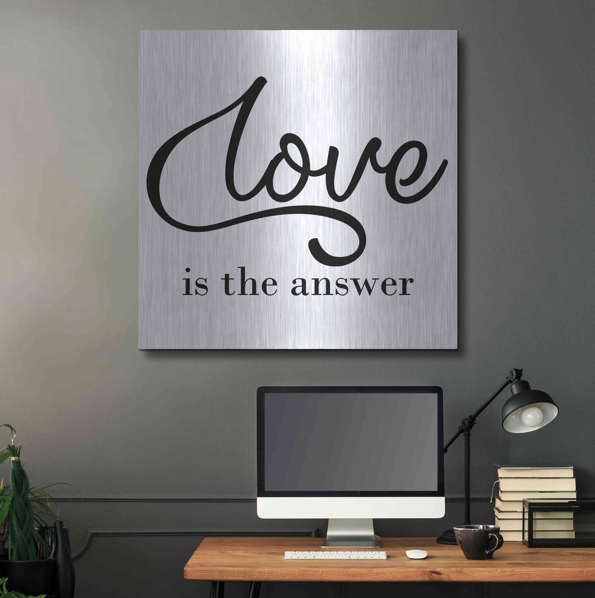Luxe Metal Art 'Love Is The Answer' by Epic Portfolio, Metal Wall Art,36x36