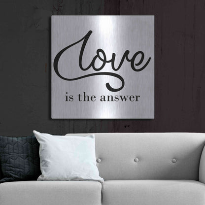 Luxe Metal Art 'Love Is The Answer' by Epic Portfolio, Metal Wall Art,36x36