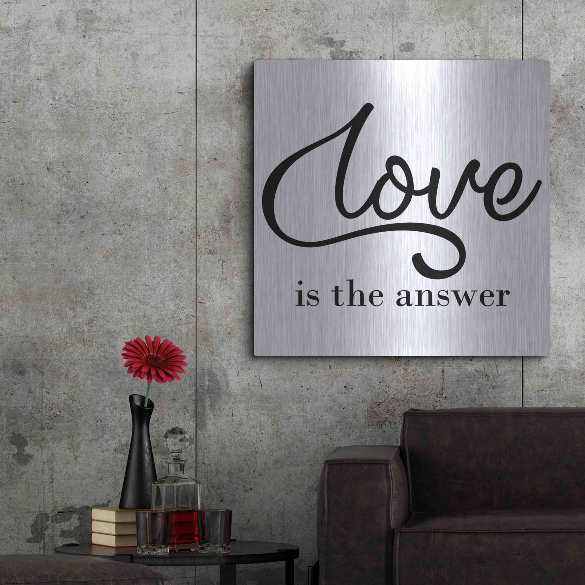 Luxe Metal Art 'Love Is The Answer' by Epic Portfolio, Metal Wall Art,36x36
