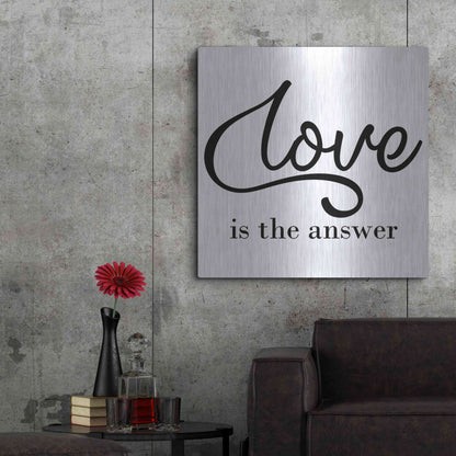 Luxe Metal Art 'Love Is The Answer' by Epic Portfolio, Metal Wall Art,36x36