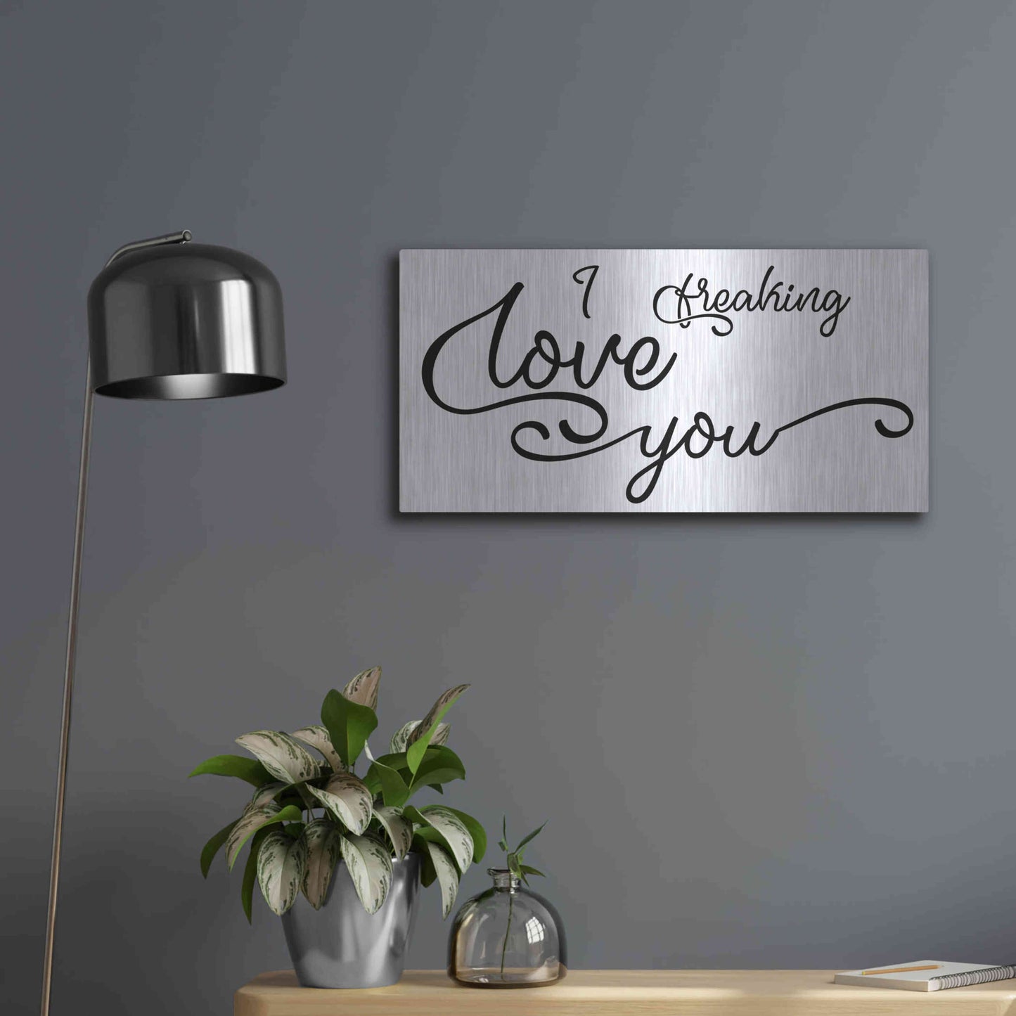 Luxe Metal Art 'I Freaking Love You' by Epic Portfolio, Metal Wall Art,24x12