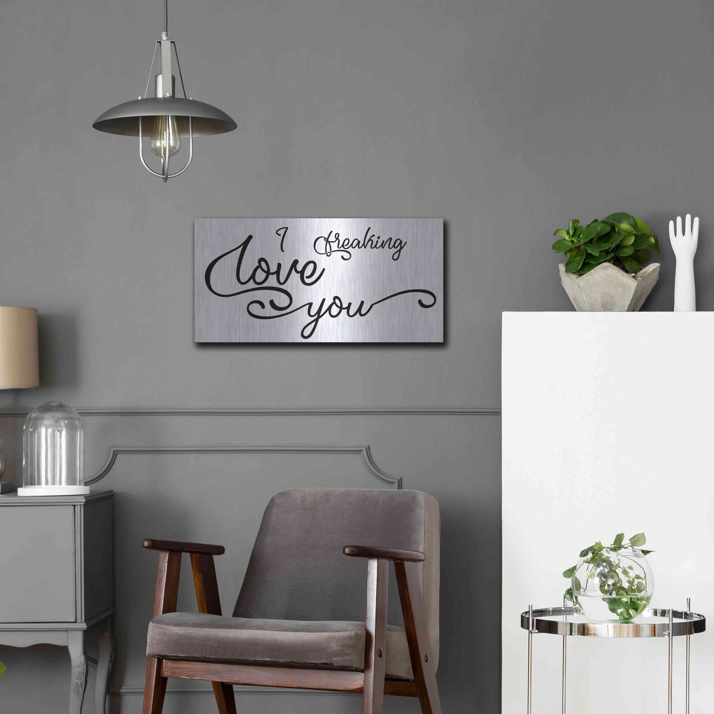 Luxe Metal Art 'I Freaking Love You' by Epic Portfolio, Metal Wall Art,24x12