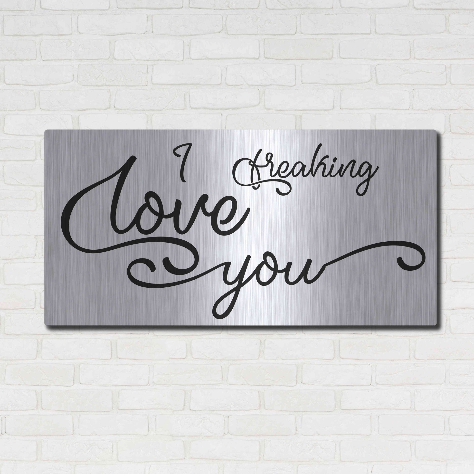 Luxe Metal Art 'I Freaking Love You' by Epic Portfolio, Metal Wall Art,48x24