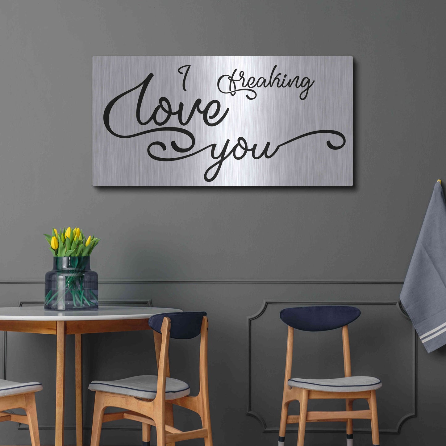 Luxe Metal Art 'I Freaking Love You' by Epic Portfolio, Metal Wall Art,48x24