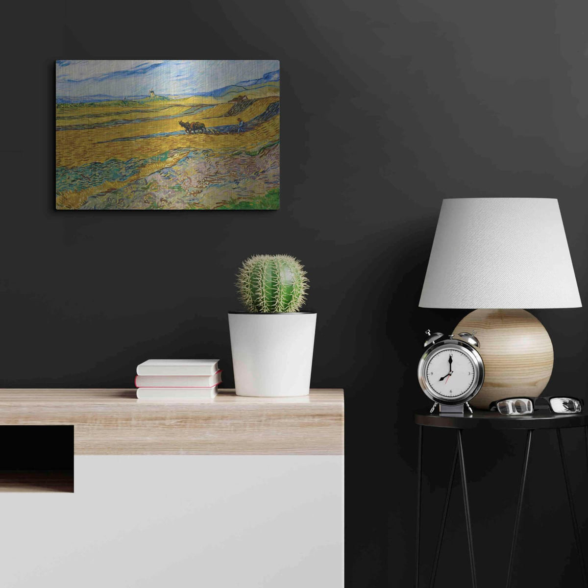 'Enclosed Field With Ploughman' by Vincent Van Gogh – Metal Wall Art, 24x16 room view