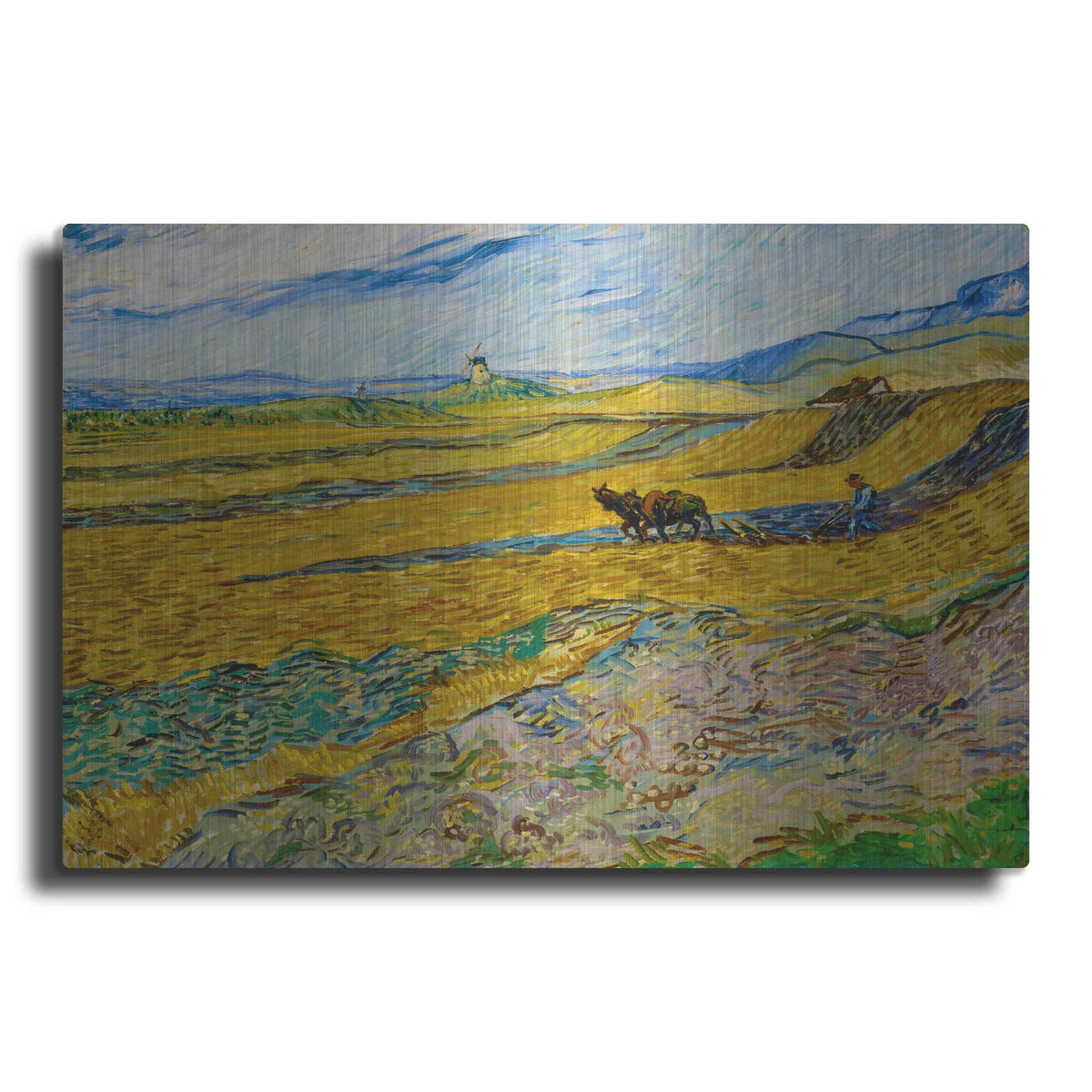 'Enclosed Field With Ploughman' by Vincent Van Gogh – Metal Wall Art