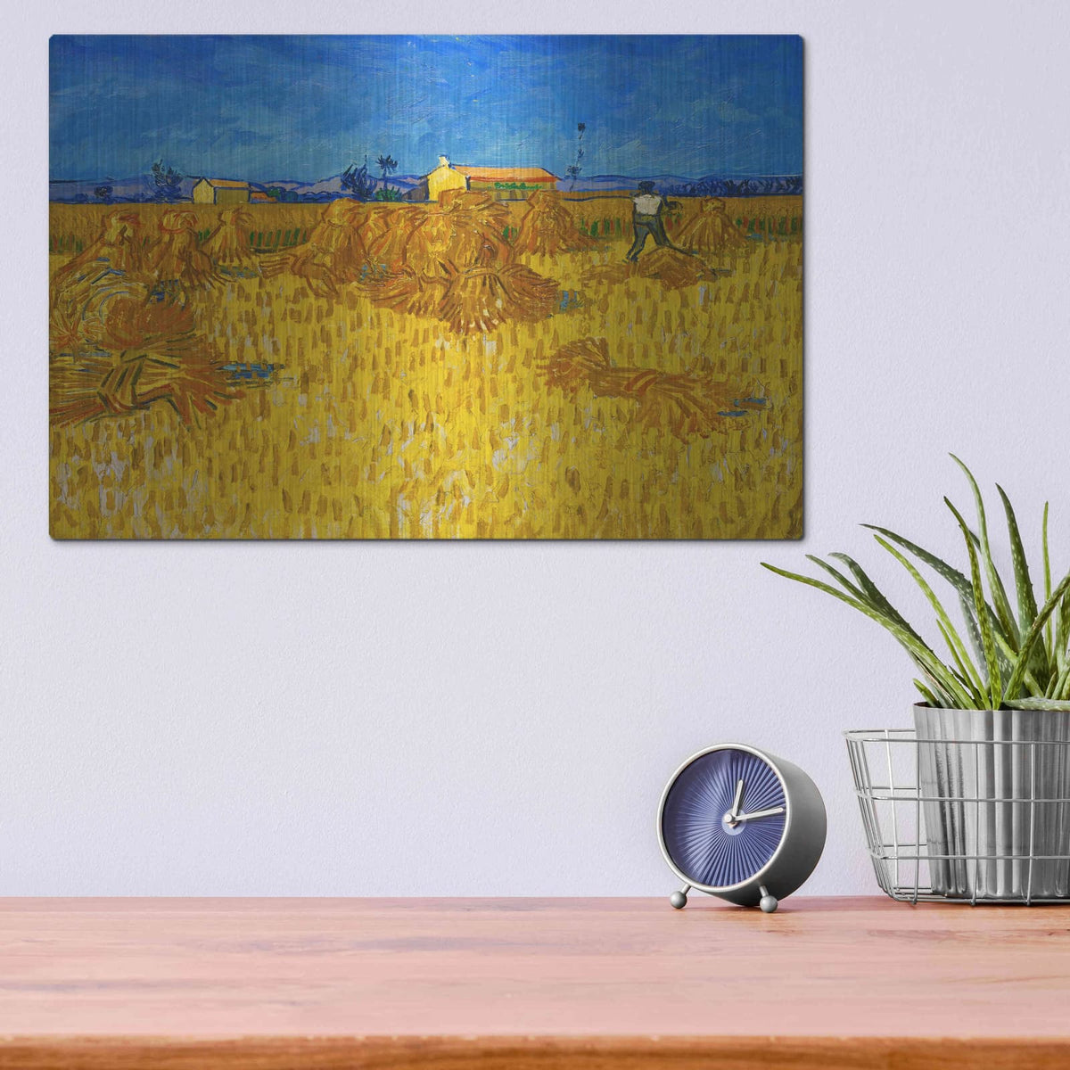 'Corn Harvest In Provence' by Vincent Van Gogh – Metal Wall Art, 16x12 room view