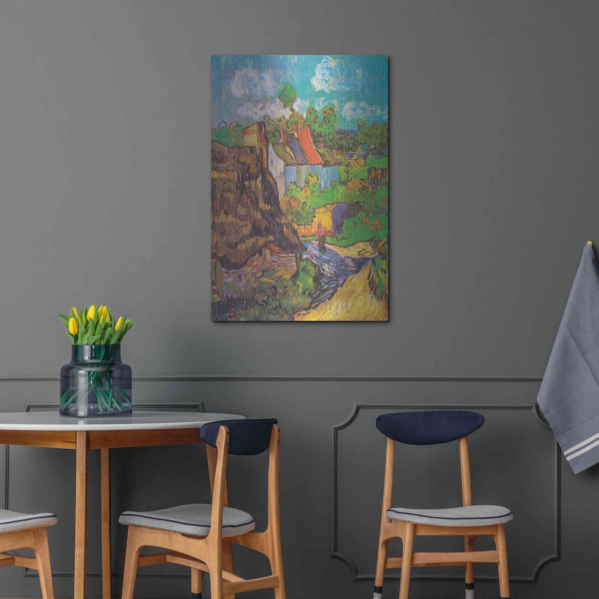 'Houses At Auvers' by Vincent Van Gogh – Metal Wall Art, 24x36 room view