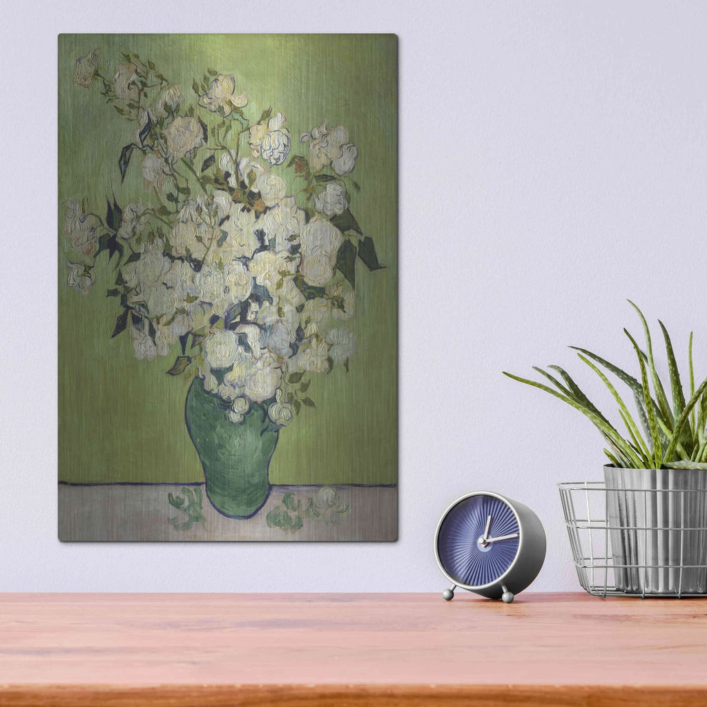 'Vase Of Roses' by Vincent Van Gogh – Metal Wall Art, 12x16 room view