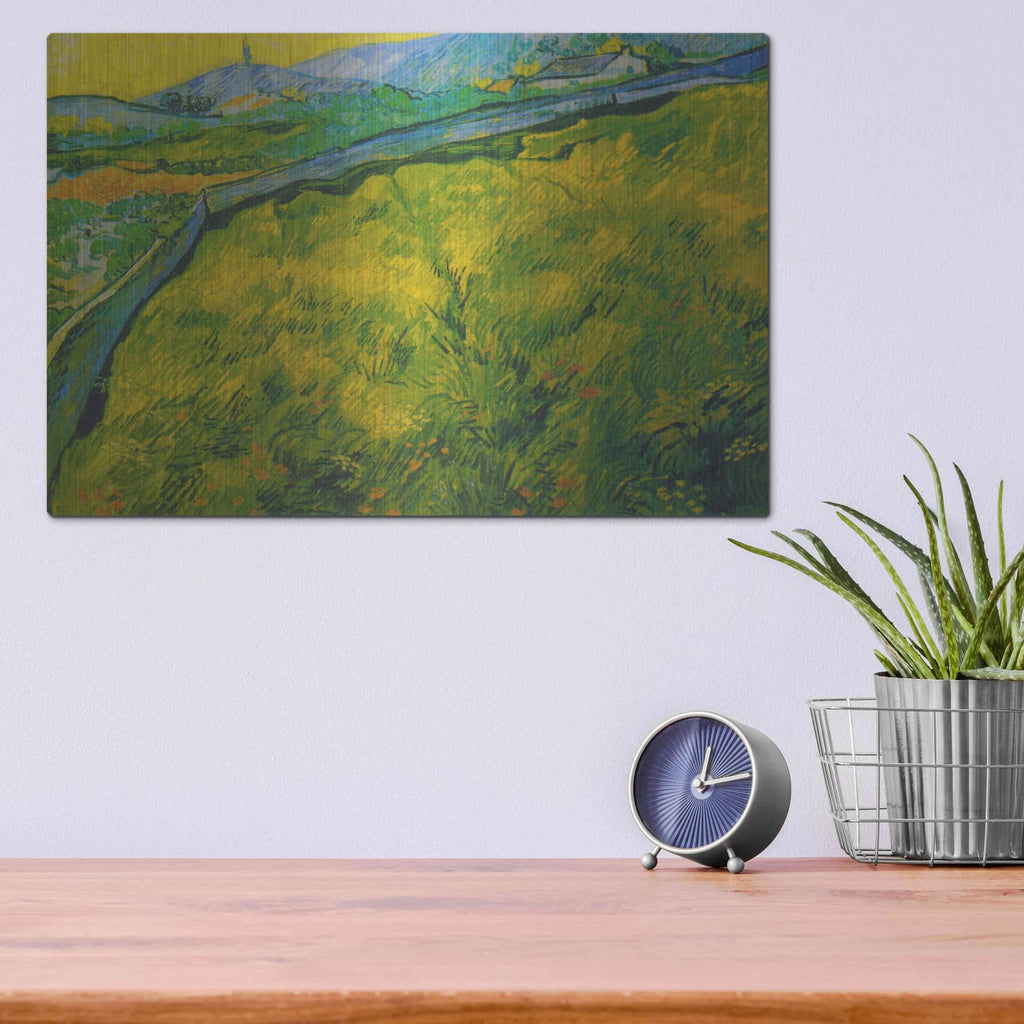 'Seed Field At Sunrise' by Vincent Van Gogh – Metal Wall Art, 16x12 room view