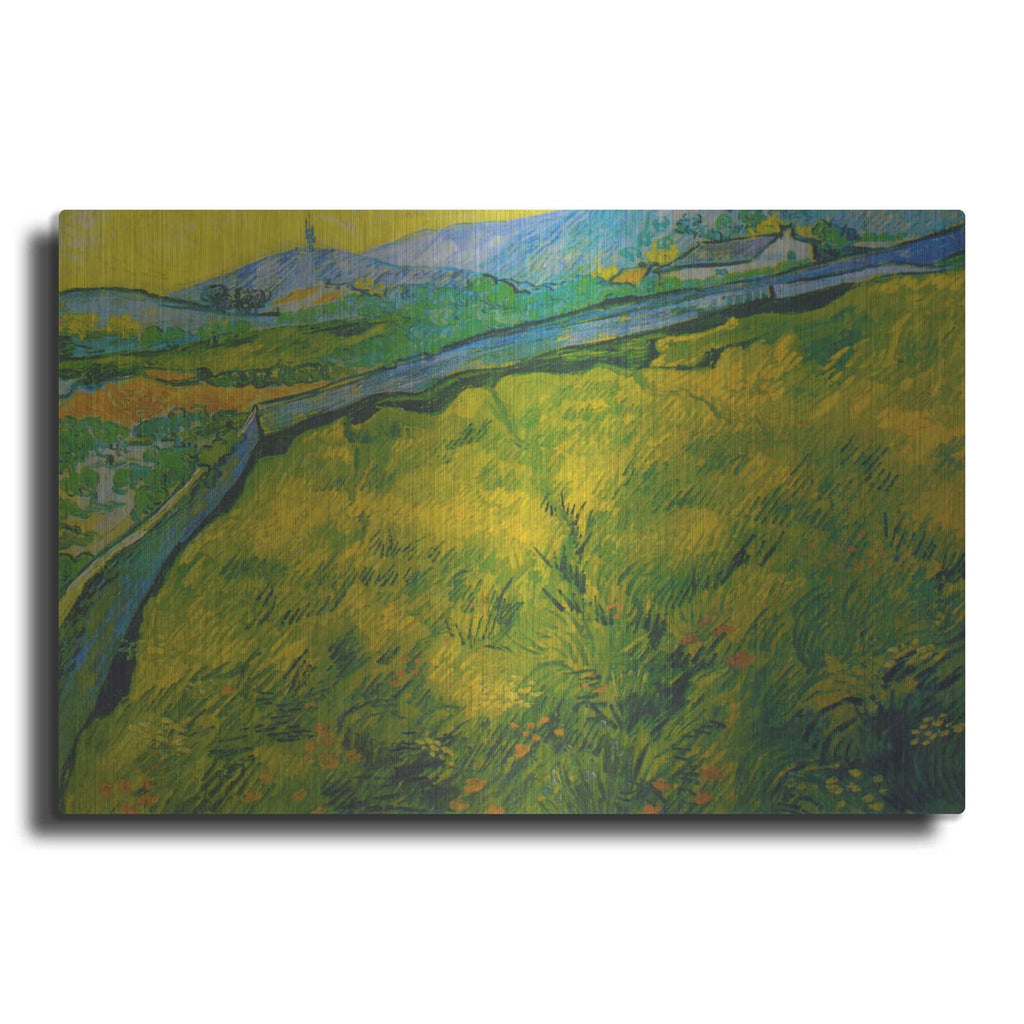 'Seed Field At Sunrise' by Vincent Van Gogh – Metal Wall Art