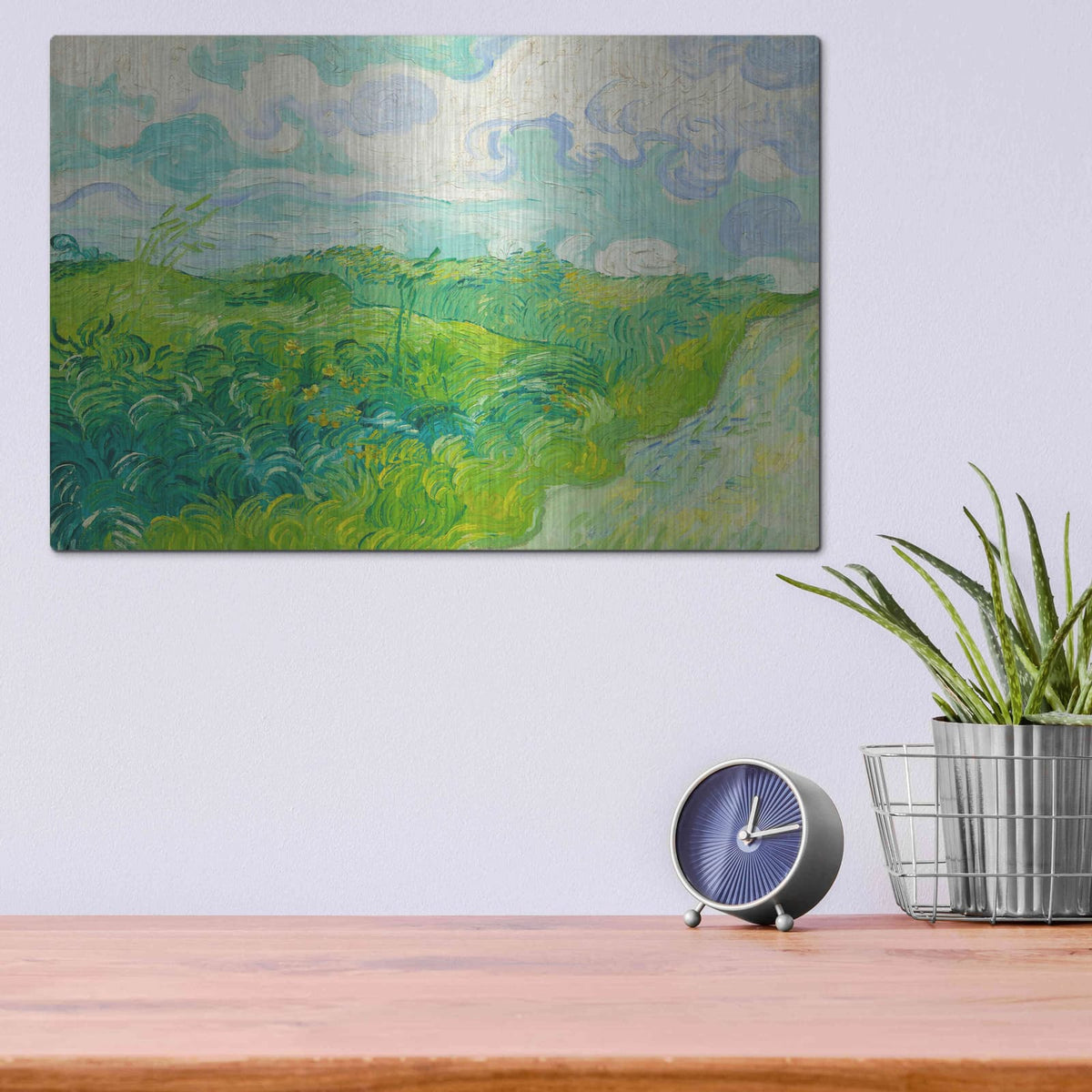 'Green Wheat Fields, Auvers' by Vincent Van Gogh – Metal Wall Art, 16x12 room view