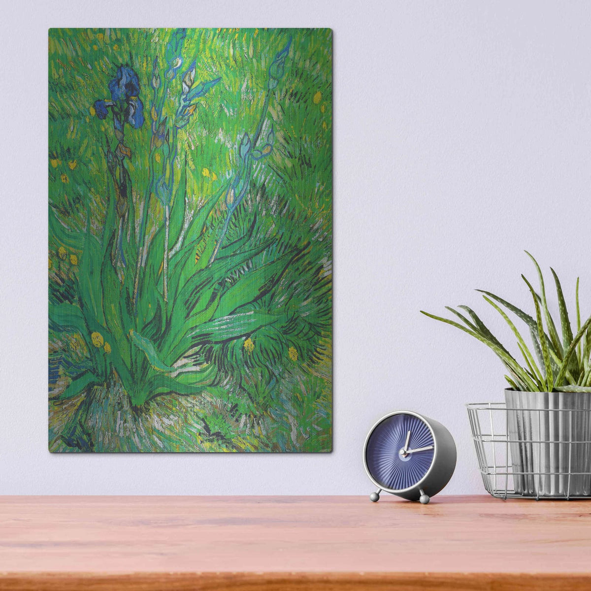 'Iris' by Vincent Van Gogh – Metal Wall Art, 12x16 room view