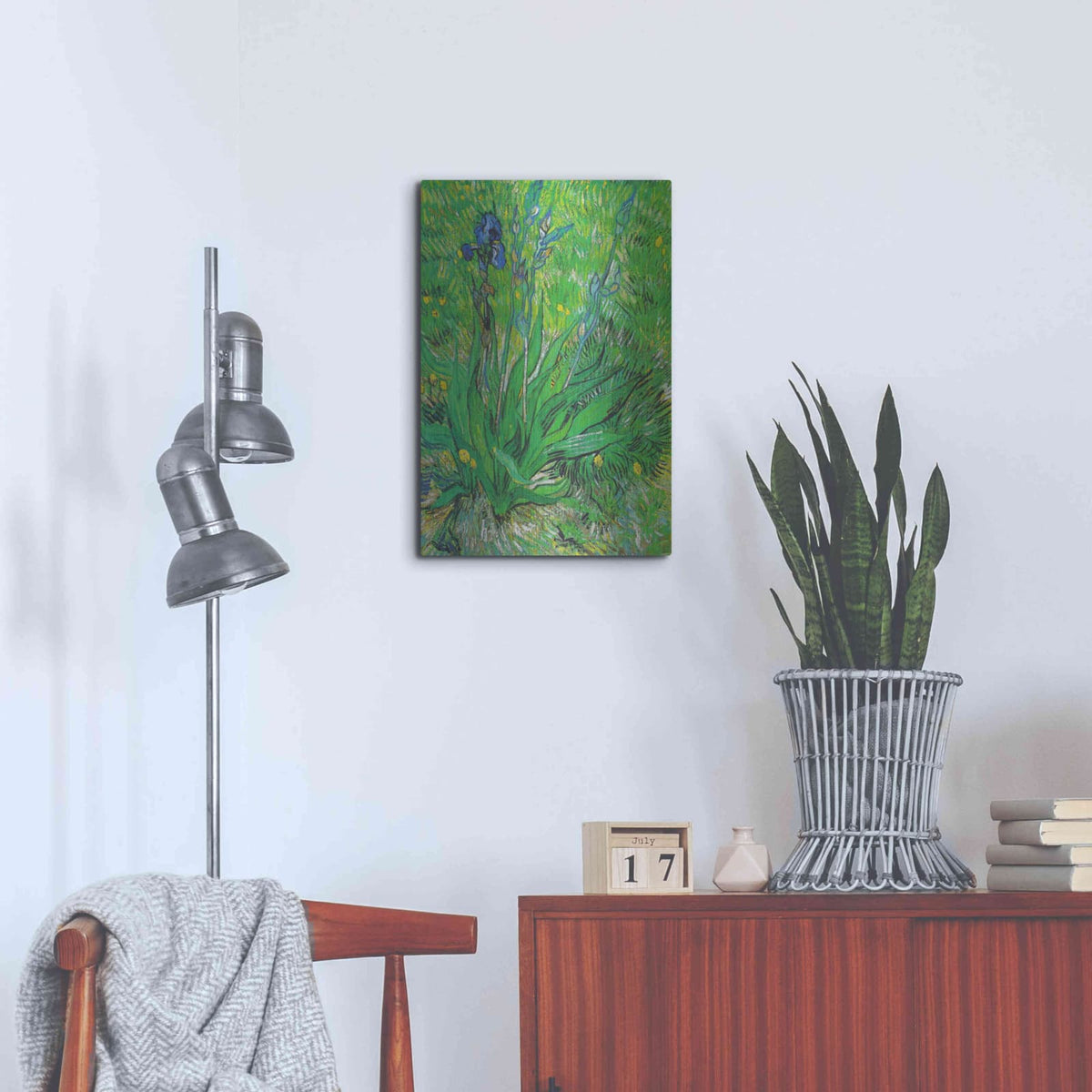'Iris' by Vincent Van Gogh – Metal Wall Art, 16x24 room view