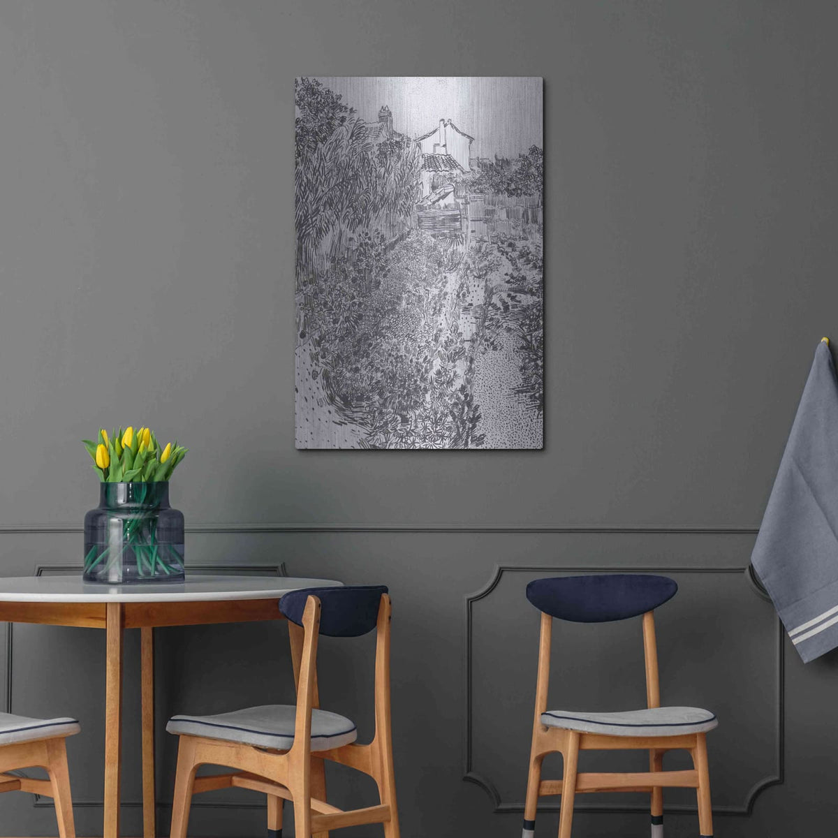'Garden With Flowers' by Vincent Van Gogh – Metal Wall Art, 24x36 room view