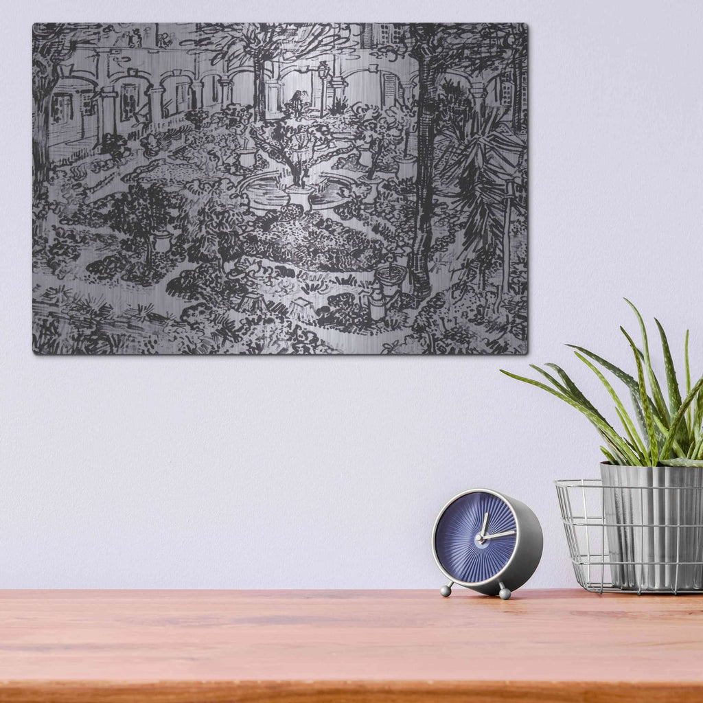 'Garden Of The Hospital In Arles' by Vincent Van Gogh – Metal Wall Art, 16x12 room view