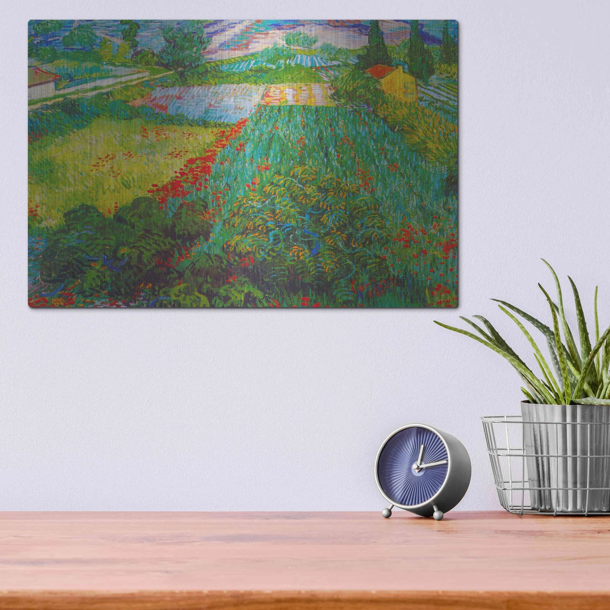 'Field With Poppies 2' by Vincent Van Gogh – Metal Wall Art, 16x12 room view