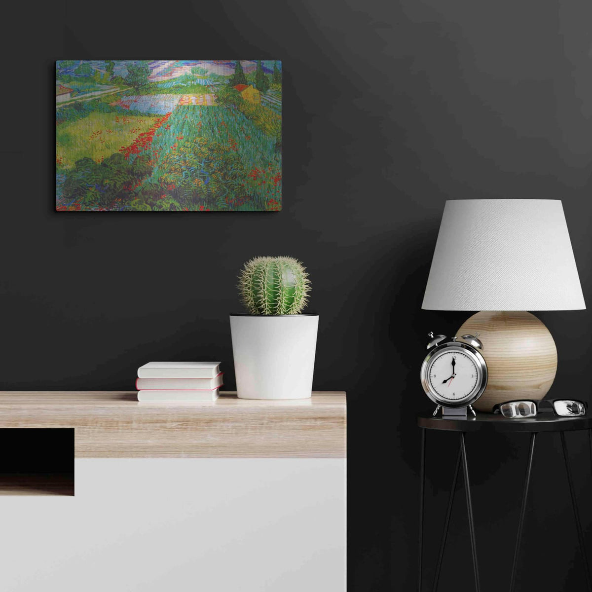 'Field With Poppies 2' by Vincent Van Gogh – Metal Wall Art, 24x16 room view