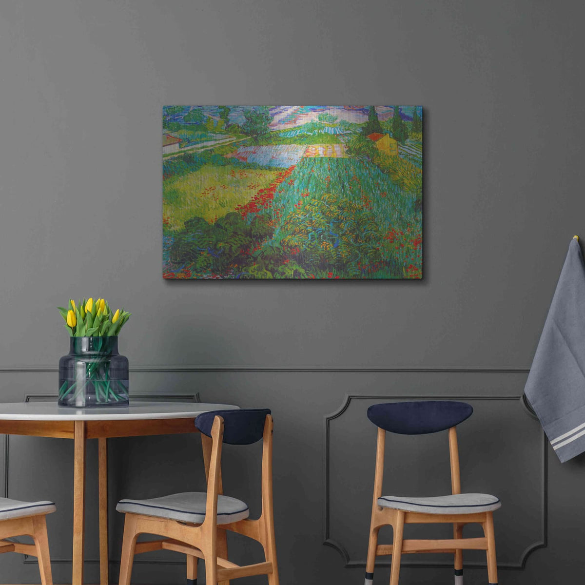'Field With Poppies 2' by Vincent Van Gogh – Metal Wall Art, 36x24 room view