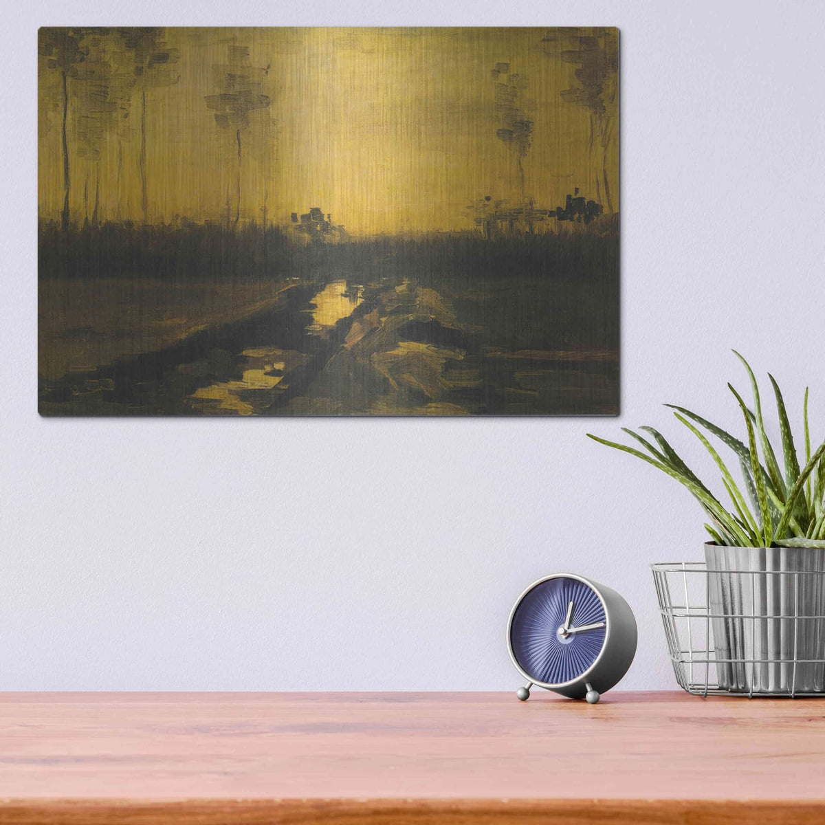 'Evening Landscape Landscape At Dusk' by Vincent Van Gogh – Metal Wall Art, 16x12 room view