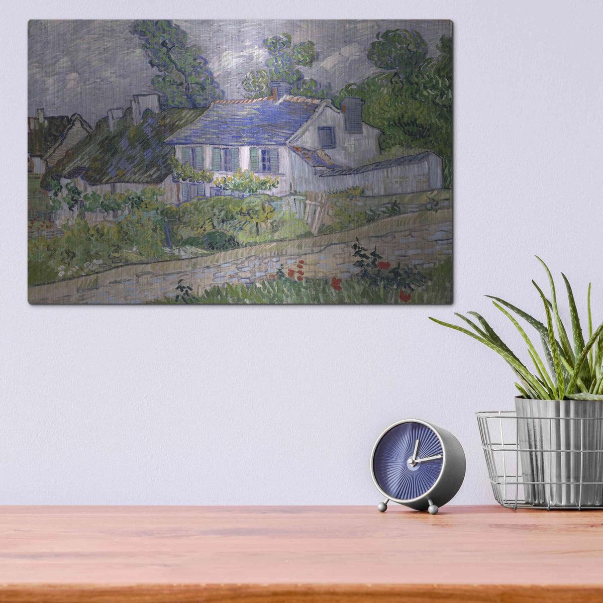 'Houses At Auvers 2' by Vincent Van Gogh – Metal Wall Art, 16x12 room view